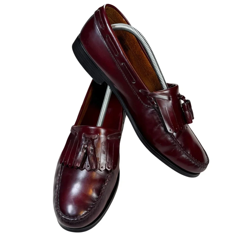 Vtg Towncraft Burgundy Kiltie Tassel Loafers Men's 11.5D Oxblood Leather Preppy